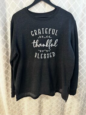 Grateful Thankful Blessed Crewneck Sweatshirt - Charcoal